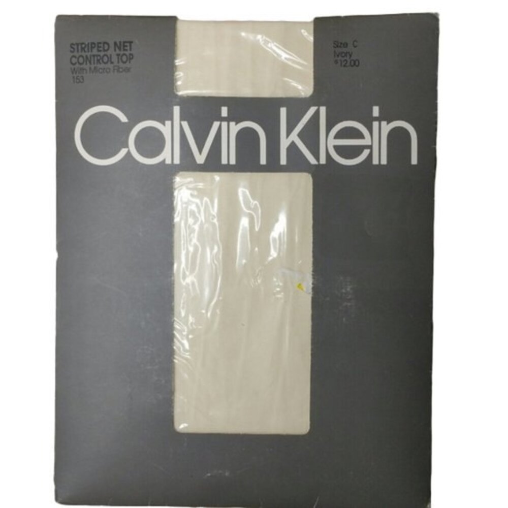 Calvin Klein Control Top Striped Net Ivory Size C